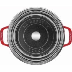 Staub 4 Qt. Round Cocotte/Dutch Oven With Glass Lid | Cherry Red -Cuisinart Sales Shop 11412406 2