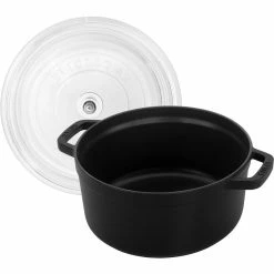 Staub 4 Qt. Round Cocotte/Dutch Oven With Glass Lid | Matte Black -Cuisinart Sales Shop 11412423 3