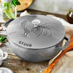 Staub 3.75 Qt. Essential French Oven With Rooster Lid | Graphite Grey -Cuisinart Sales Shop 11752418 ls 01