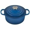 Le Creuset 2 Qt. Round Signature Cast Iron Dutch Oven With Stainless Steel Knob | Marseille Blue -Cuisinart Sales Shop 1859ss