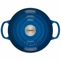 Le Creuset 2 Qt. Round Signature Cast Iron Dutch Oven With Stainless Steel Knob | Marseille Blue -Cuisinart Sales Shop 1859ss c
