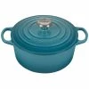 Le Creuset 4.5 Qt. Round Signature Dutch Oven With Stainless Steel Knob | Caribbean Blue -Cuisinart Sales Shop 2417ss
