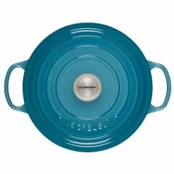 Le Creuset 5.5 Qt. Round Signature Cast Iron Dutch Oven With Stainless Steel Knob | Caribbean Blue 12 Le Creuset 5.5 Qt. Round Signature Cast Iron Dutch Oven With Stainless Steel Knob | Caribbean Blue -Cuisinart Sales Shop 2617ss c