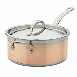 Hestan CopperBond Induction Cookware 4 Qt Covered Saucepan With Helper Handle -Cuisinart Sales Shop 31596 hcb hestan copperbond induction 4qt saucepan with helper handle