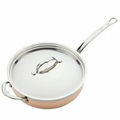 Hestan CopperBond Induction Cookware 5 Qt Covered Essential Pan With Helper Handle -Cuisinart Sales Shop 31601 hcb copperbond 5 qt essential pan top view