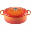 Le Creuset 9.5 Qt. Oval Signature Dutch Oven With Stainless Steel Knob | Flame Orange -Cuisinart Sales Shop 352ss b