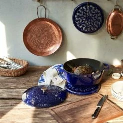 Staub 3.75 Qt Essential French Oven With Lilly Lid | Dark Blue -Cuisinart Sales Shop 424422960