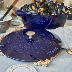 Staub 3.75 Qt Essential French Oven With Lilly Lid | Dark Blue -Cuisinart Sales Shop 424422961