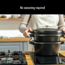 Staub Stackable Cocotte, Braiser, And Grill Pan With Lid | Black -Cuisinart Sales Shop 61vmotim6ul. ac sl1280