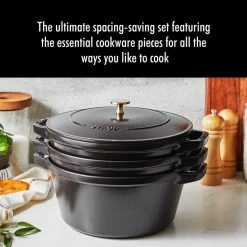Staub Stackable Cocotte, Braiser, And Grill Pan With Lid | Black -Cuisinart Sales Shop 712w2rqpvyl. ac sl1280 1