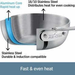 All-Clad D3 Stainless Steel Fry Pan & Lid | 10.5" -Cuisinart Sales Shop 71dqcup 5ml. ac sl1500 1 1