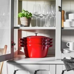 Staub Stackable Cocotte, Braiser, And Grill Pan With Lid | Cherry 20 Staub Stackable Cocotte, Braiser, And Grill Pan With Lid | Cherry -Cuisinart Sales Shop 750051523