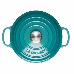 Le Creuset 2.25 Qt. Signature Enameled Cast Iron Braiser With Stainless Steel Knob | Caribbean Blue -Cuisinart Sales Shop carmain3