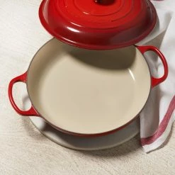 Le Creuset 3.5 Qt. Signature Enameled Cast Iron Braiser With Stainless Steel Knob | Cerise/Cherry Red -Cuisinart Sales Shop cer4