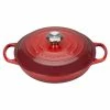 Le Creuset 2.25 Qt. Signature Enameled Cast Iron Braiser With Stainless Steel Knob | Cerise/Cherry Red -Cuisinart Sales Shop cermain1