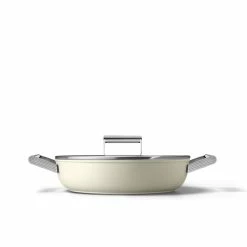 SMEG 4 Qt. Nonstick Deep Pan With Lid | Cream