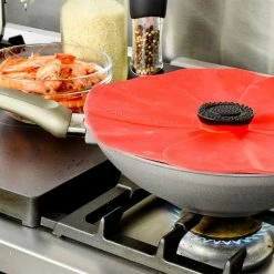Charles Viancin Poppy Silicone Lid - Medium 9" -Cuisinart Sales Shop cv poppy lid frypan life