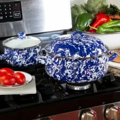 Golden Rabbit Enamelware 4 Qt. Dutch Oven | Cobalt Swirl -Cuisinart Sales Shop dutchovenlifestyle 1