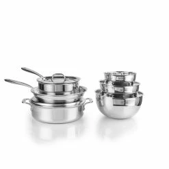 All-Clad D3 Stainless Steel Compact Cookware & Mixing Bowl Set | 8-Piece