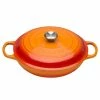 Le Creuset 2.25 Qt. Signature Enameled Cast Iron Braiser With Stainless Steel Knob | Flame Orange -Cuisinart Sales Shop flame main 1