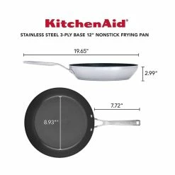KitchenAid Non-Electrics KitchenAid 12" Stainless Steel 3-Ply Fry Pan | Nonstick -Cuisinart Sales Shop kass2