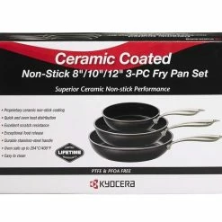 Kyocera Ceramic Non-Stick 3pc Fry Pan Set - 8", 10" & 12" -Cuisinart Sales Shop kyocera ceramic non stick 3pc fry pan set cfp3pcset 3