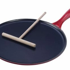 Le Creuset 10.75" Crepe Pan With Wooden Crepe Spreader | Cerise/Cherry Red
