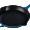 Le Creuset 11.75" Signature Enameled Cast Iron Skillet | Marseille Blue -Cuisinart Sales Shop le creuset cast iron enameled skillet marseille blue item ls2024 3059