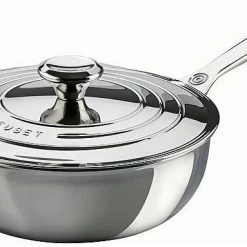 Le Creuset 3.5 Qt. Tri-Ply Stainless Steel Saucier Pan With Lid & Helper Handle