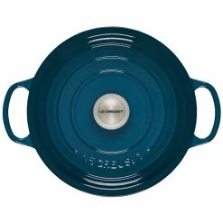 Le Creuset 5.5 Qt. Round Signature Cast Iron Dutch Oven With Stainless Steel Knob | Deep Teal -Cuisinart Sales Shop ls2501 267dss 3