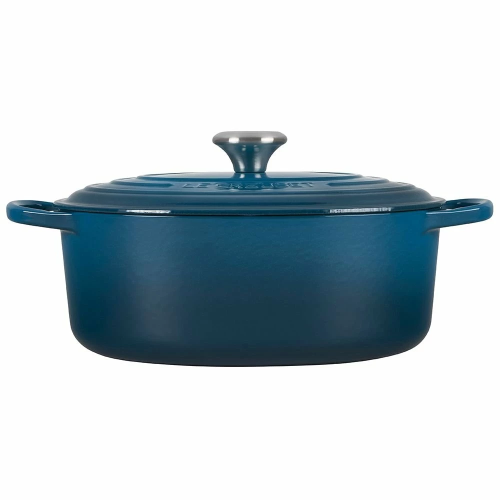 Le Creuset 6.75 Qt. Oval Signature Dutch Oven With Stainless Steel Knob | Deep Teal 4 Le Creuset 6.75 Qt. Oval Signature Dutch Oven With Stainless Steel Knob | Deep Teal - Image 2
