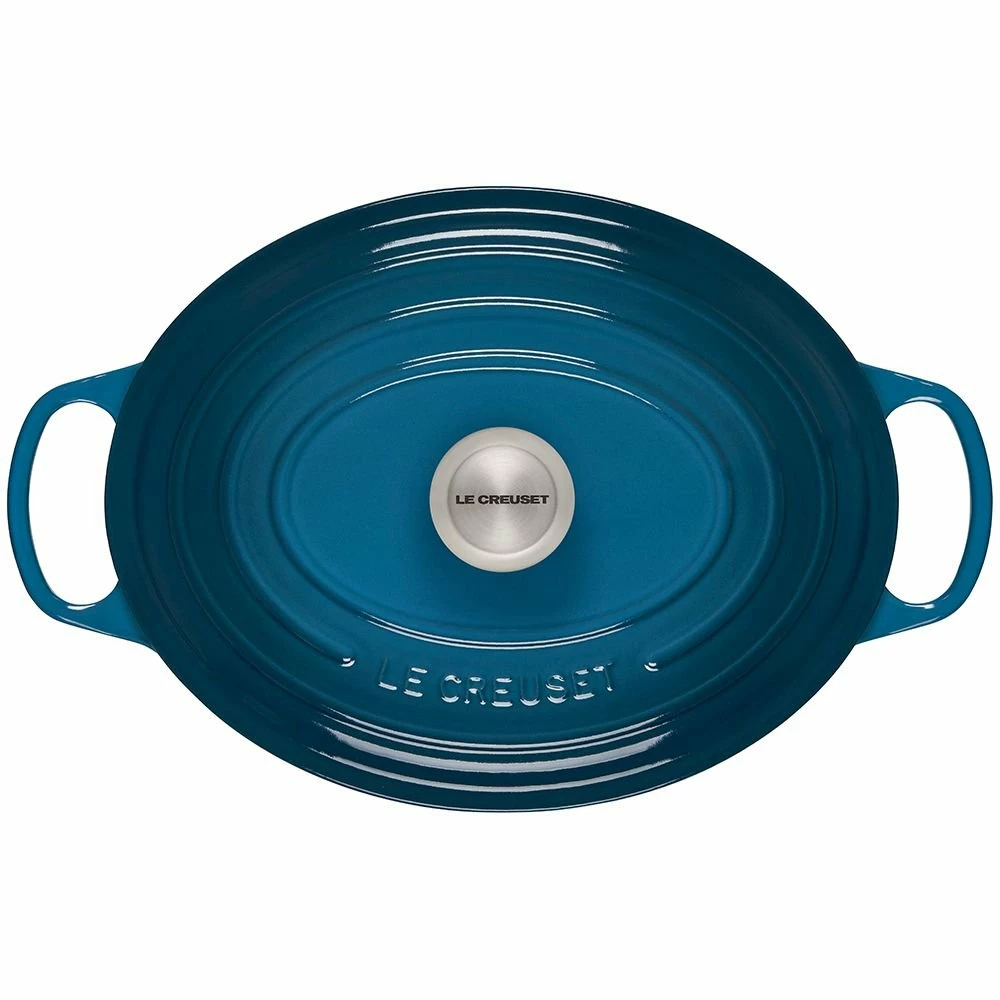Le Creuset 6.75 Qt. Oval Signature Dutch Oven With Stainless Steel Knob | Deep Teal 5 Le Creuset 6.75 Qt. Oval Signature Dutch Oven With Stainless Steel Knob | Deep Teal - Image 3