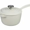 Le Creuset 1.75 Qt. Signature Enameled Cast Iron Saucepan With Stainless Steel Knob | White -Cuisinart Sales Shop ls2518 1616ss enameled cast iron sauce pan 1.75 quart