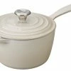 Le Creuset 2.25 Qt. Signature Enameled Cast Iron Saucepan With Stainless Steel Knob | Meringue White -Cuisinart Sales Shop ls2518 18716ss le creuset 2.25 qt signature saucepan meringue ls2518 18716ss