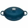 Le Creuset 3.5 Qt. Signature Braiser With Stainless Steel Knob | Deep Teal -Cuisinart Sales Shop ls2532 307dss