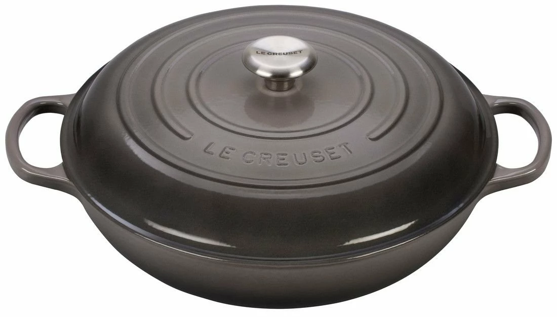 Le Creuset 5 Qt. Signature Enameled Cast Iron Braiser With Stainless Steel Knob | Oyster Grey 3 Le Creuset 5 Qt. Signature Enameled Cast Iron Braiser With Stainless Steel Knob | Oyster Grey