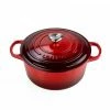 Le Creuset 3.5 Qt. Round Signature Dutch Oven With Stainless Steel Heart Knob | Cerise/Cherry Red -Cuisinart Sales Shop main angle