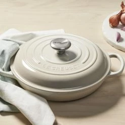 Le Creuset 2.25 Qt. Signature Enameled Cast Iron Braiser With Stainless Steel Knob | Meringue White -Cuisinart Sales Shop merbraise