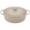 Le Creuset 6.75 Qt. Oval Signature Dutch Oven With Stainless Steel Knob | Meringue White -Cuisinart Sales Shop meringue 6.75 qt oval dutch oven 1
