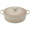 Le Creuset 9.5 Qt. Oval Signature Dutch Oven With Stainless Steel Knob | Meringue White -Cuisinart Sales Shop meringue 9.5 qt dutch oven 1