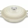 Le Creuset 2.25 Qt. Signature Enameled Cast Iron Braiser With Stainless Steel Knob | Meringue White -Cuisinart Sales Shop mermain