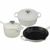 Le Creuset 5-Piece Signature Cookware Set With Stainless Steel Knobs | White -Cuisinart Sales Shop ms1605 16ss le creuset 5 piece signature set white