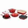Le Creuset 10-Piece Signature Cookware Set With Stainless Steel Knobs | Cerise/Cherry Red -Cuisinart Sales Shop ms2110 67ss
