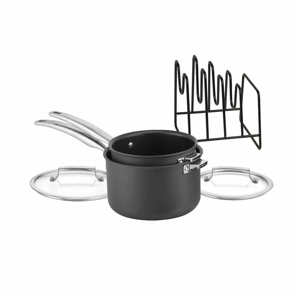 Cuisinart SmartNest Hard Anodized Saucepan Set | 5-Piece 3 Cuisinart SmartNest Hard Anodized Saucepan Set | 5-Piece