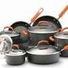 Rachael Ray Hard Anodized II Cookware Set W/ Orange Handles: 14pc -Cuisinart Sales Shop rachael ray cookware hard anodized ii aluminum 14pc set orange handles 87000 compressed