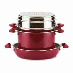 Rachael Ray 8-Piece Enameled Stacking Cookware Set | Red Shimmer -Cuisinart Sales Shop redshim8