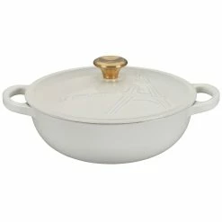 Le Creuset 2.5Qt Signature Cocotte Eiffel Tower Collection | White -Cuisinart Sales Shop rs10258 eiffel rdo white lpr