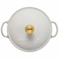 Le Creuset 2.5Qt Signature Cocotte Eiffel Tower Collection | White -Cuisinart Sales Shop rs10259 eiffel rdo white 3 lpr