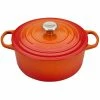 Le Creuset 5.5 Qt. Round Signature Cast Iron Dutch Oven With Stainless Steel Knob | Flame Orange -Cuisinart Sales Shop rs10273 ls2501 262