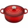 Le Creuset 5.5 Qt. Round Signature Cast Iron Dutch Oven With Stainless Steel Knob | Cerise/Cherry Red -Cuisinart Sales Shop rs10297 ls2501 2667